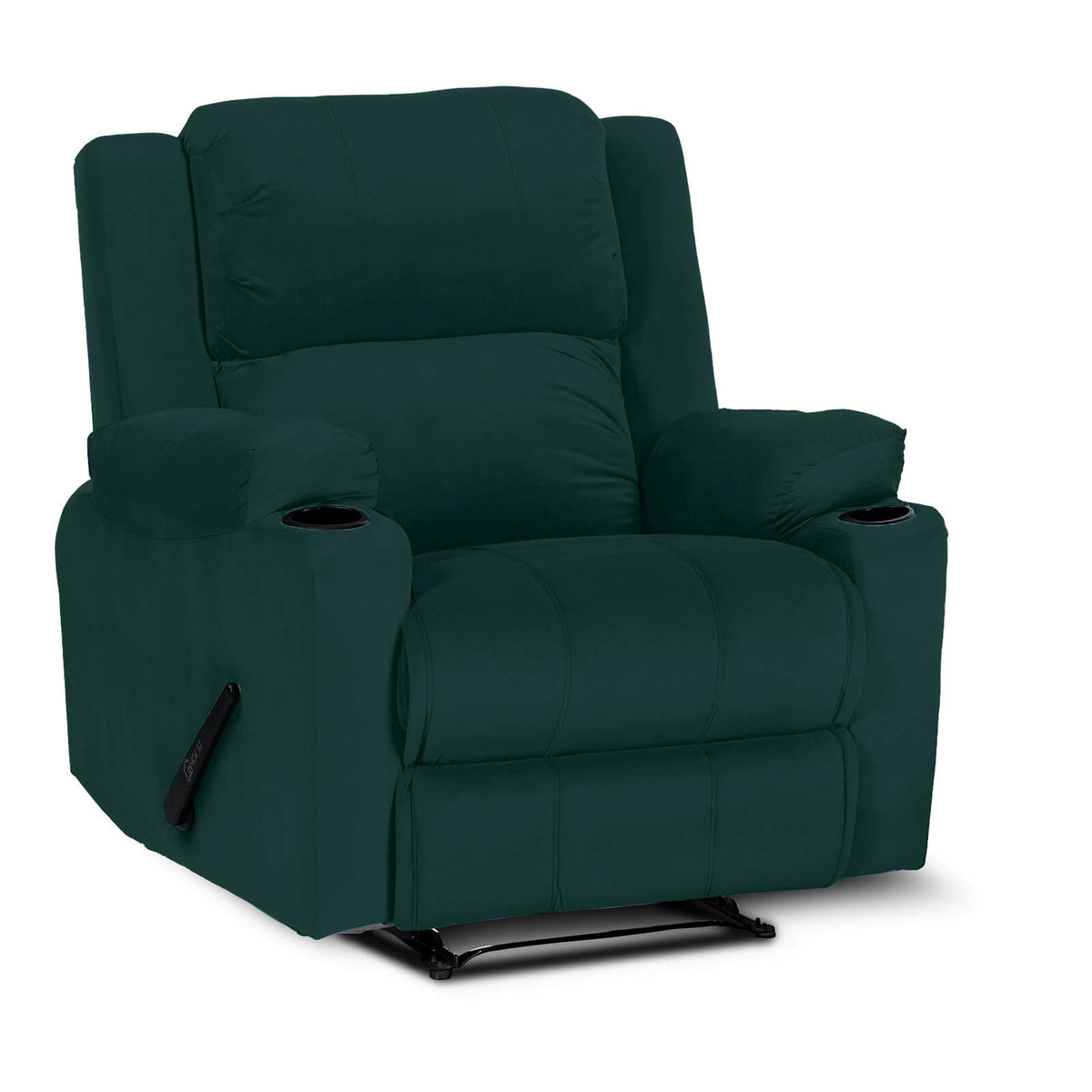 Velvet Cinematic Recliner Chair with Cups Holder - Lazy Troy Dark Green Classic