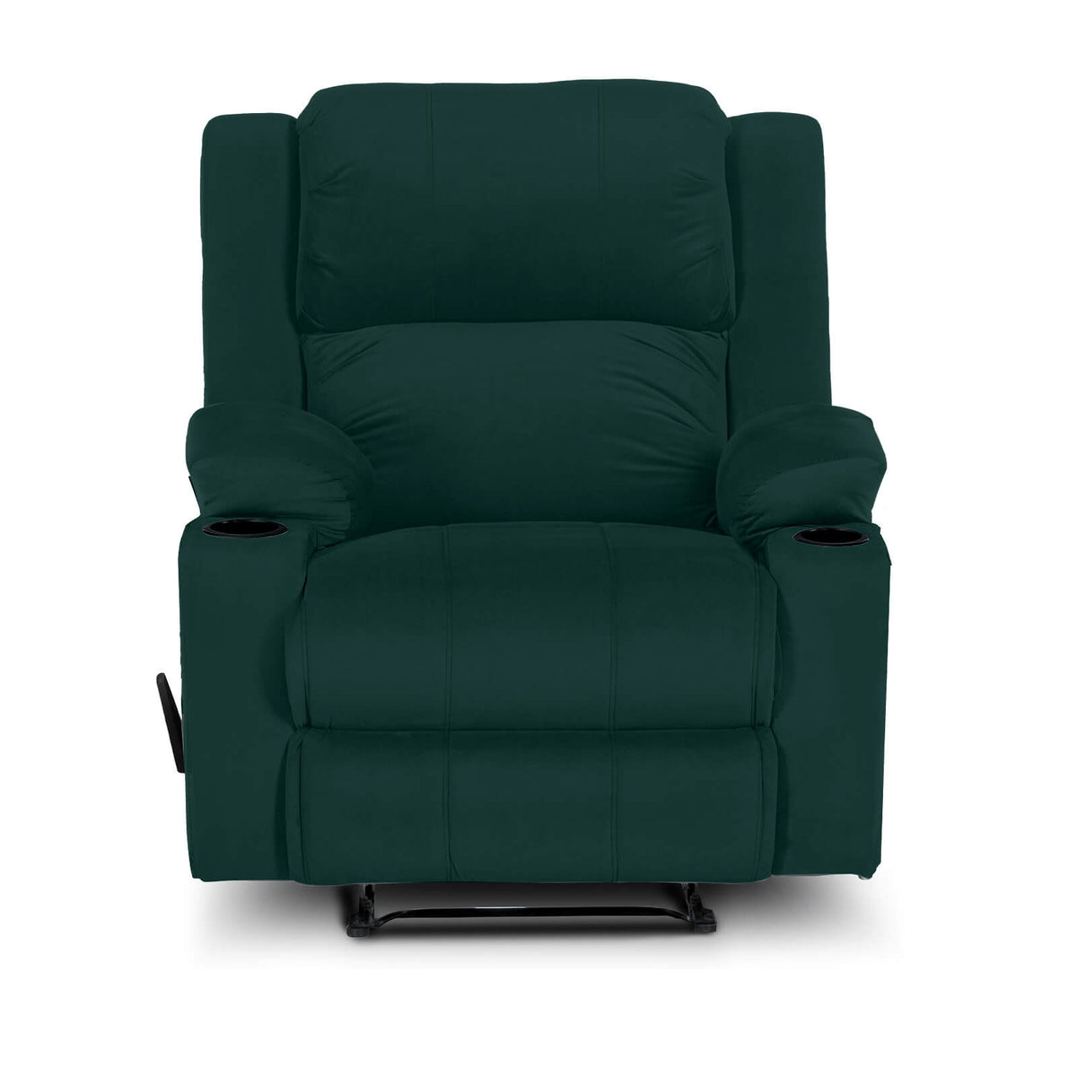 Velvet Cinematic Recliner Chair with Cups Holder - Lazy Troy Dark Green Rocking