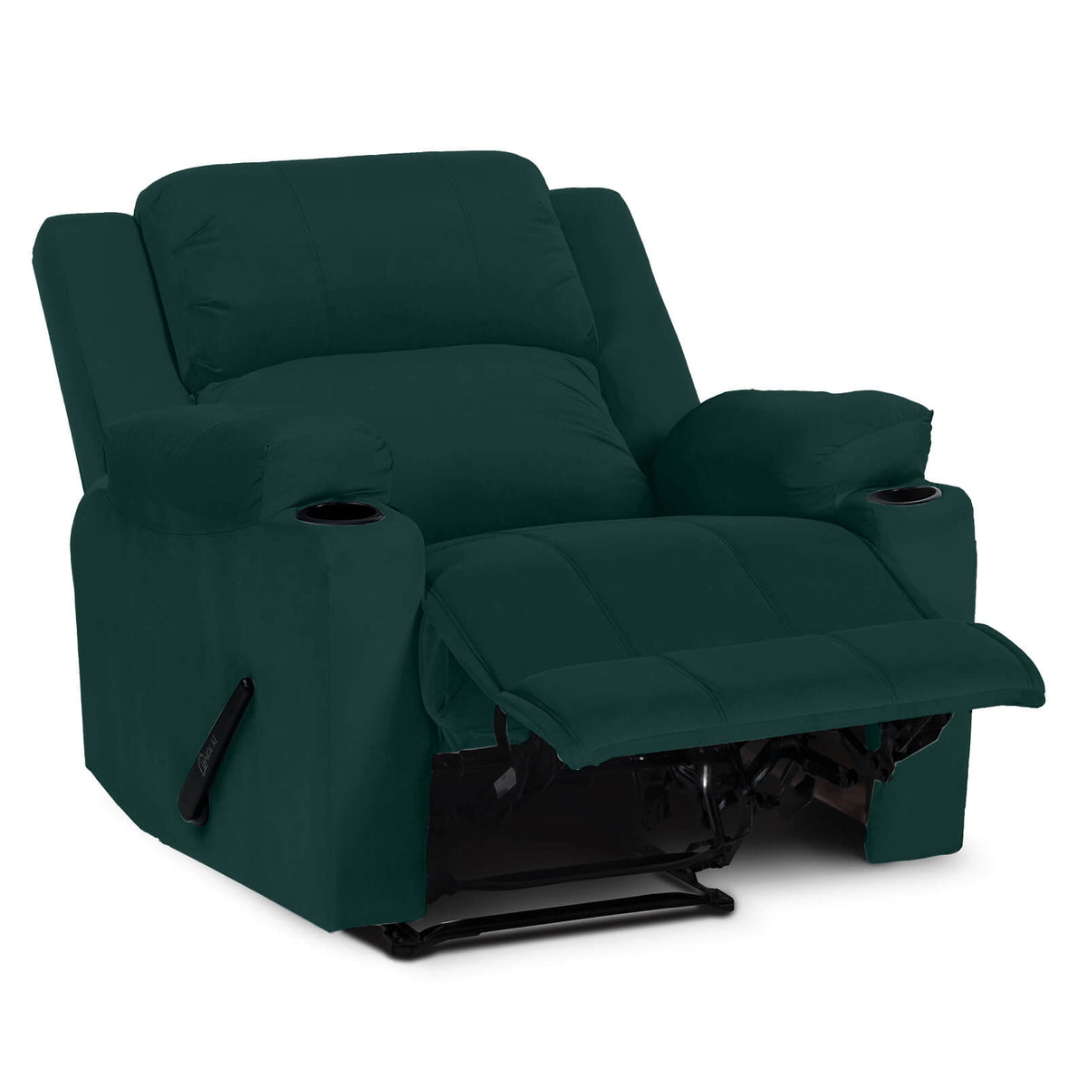 Velvet Cinematic Recliner Chair with Cups Holder - Lazy Troy Dark Green Rocking