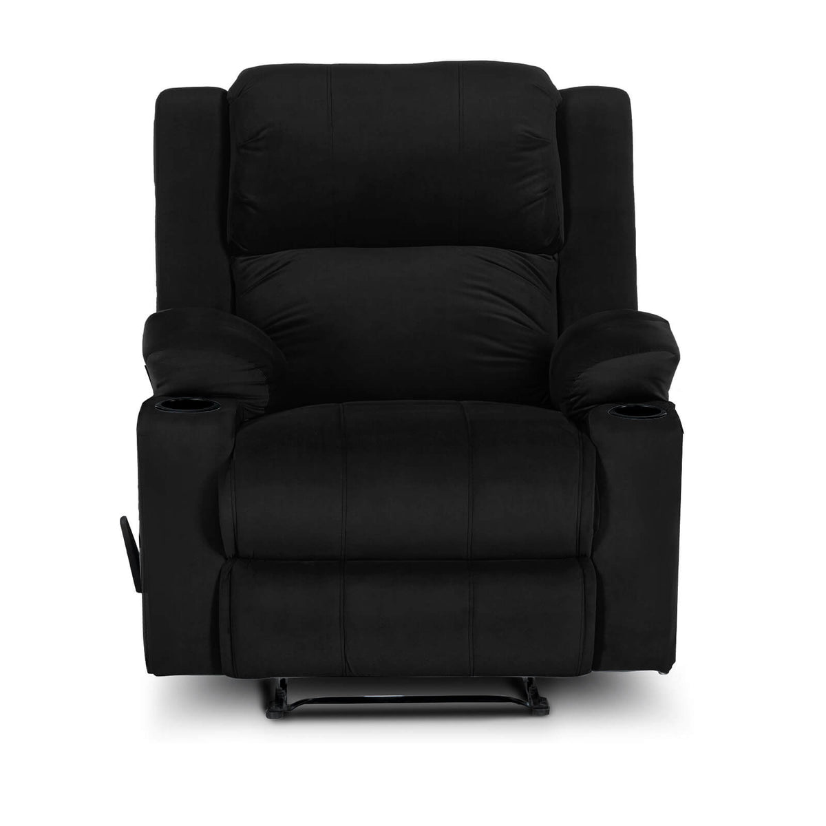 Velvet Cinematic Recliner Chair with Cups Holder - Lazy Troy Black Classic