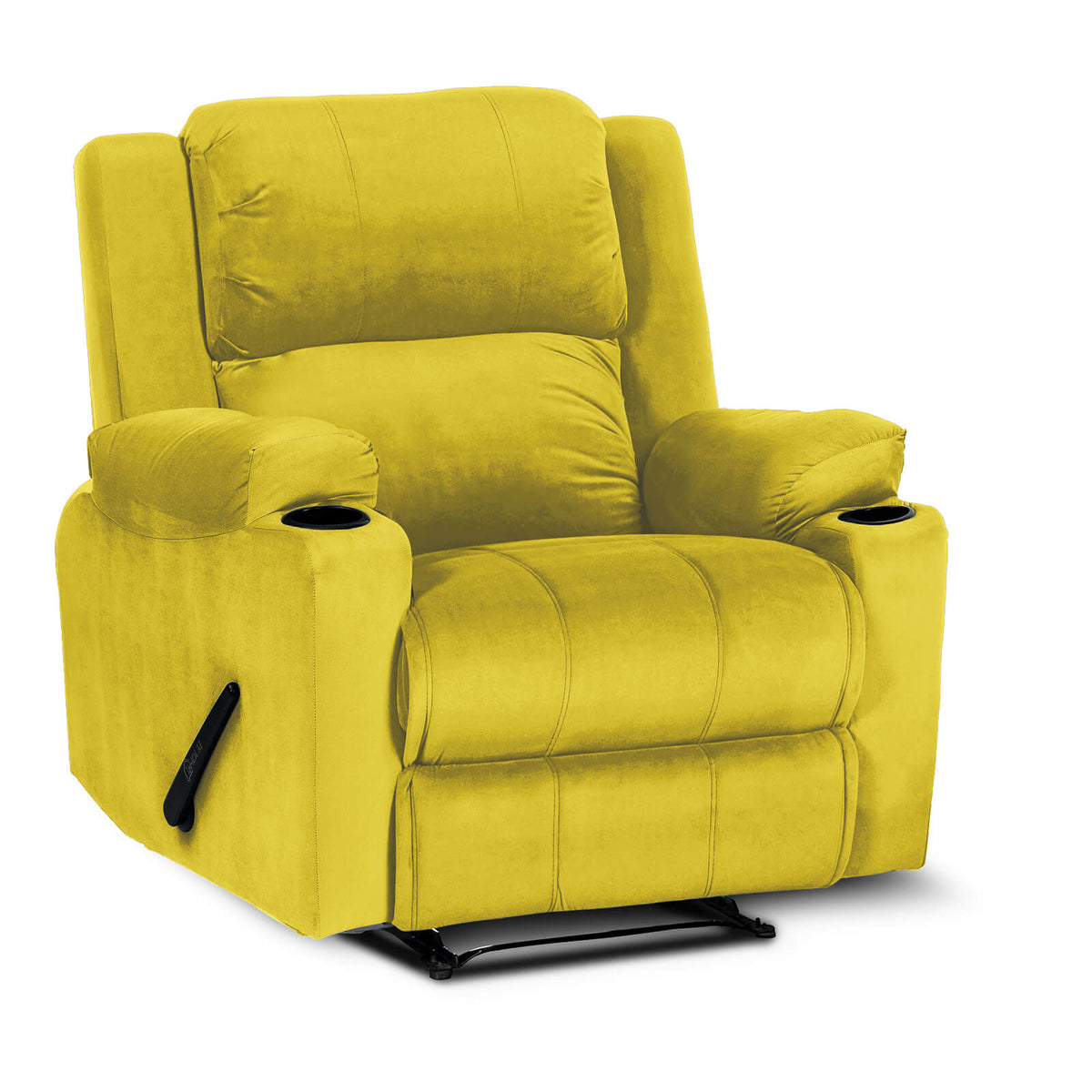 Velvet Cinematic Recliner Chair with Cups Holder - Lazy Troy Gold Rocking