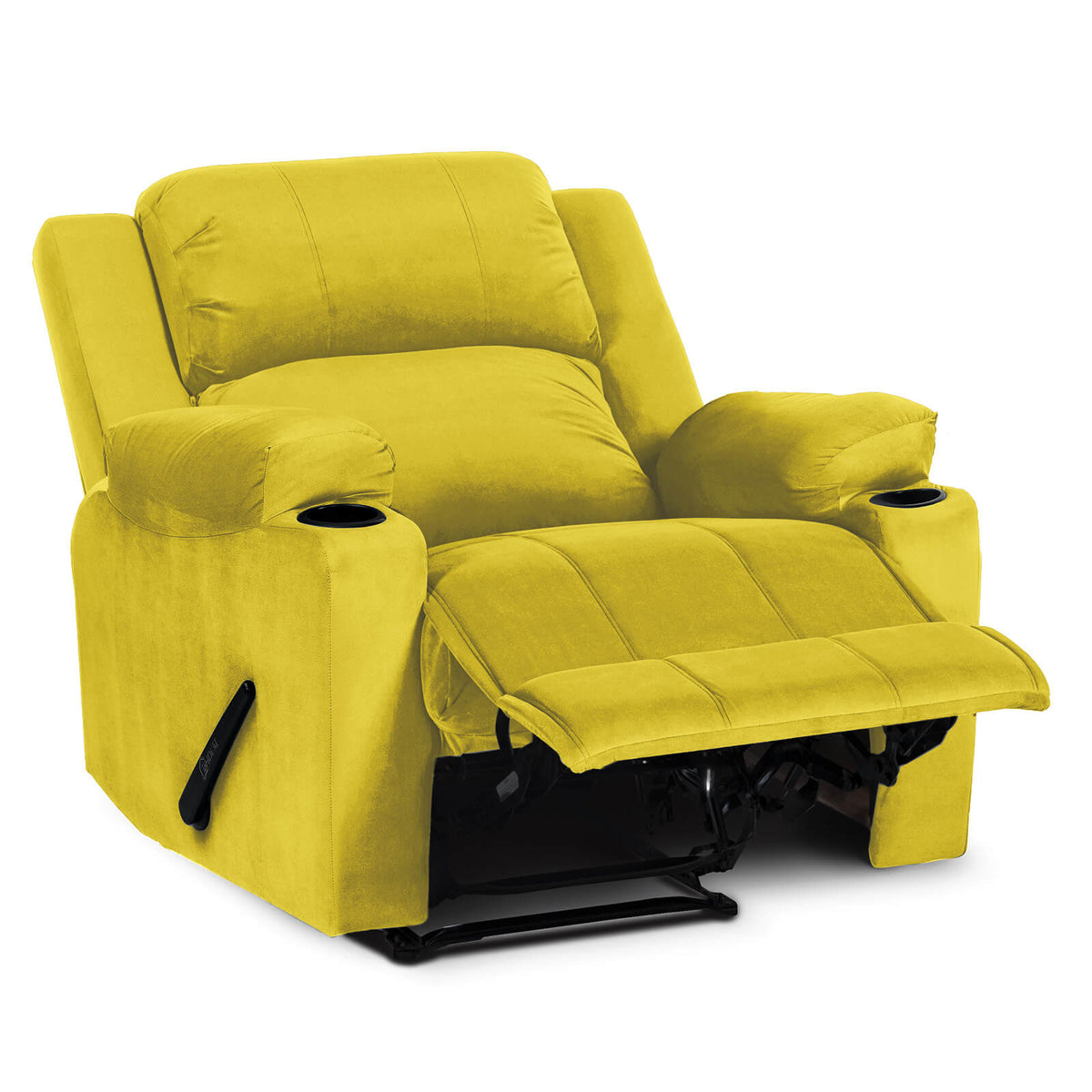 Velvet Cinematic Recliner Chair with Cups Holder - Lazy Troy Gold Classic