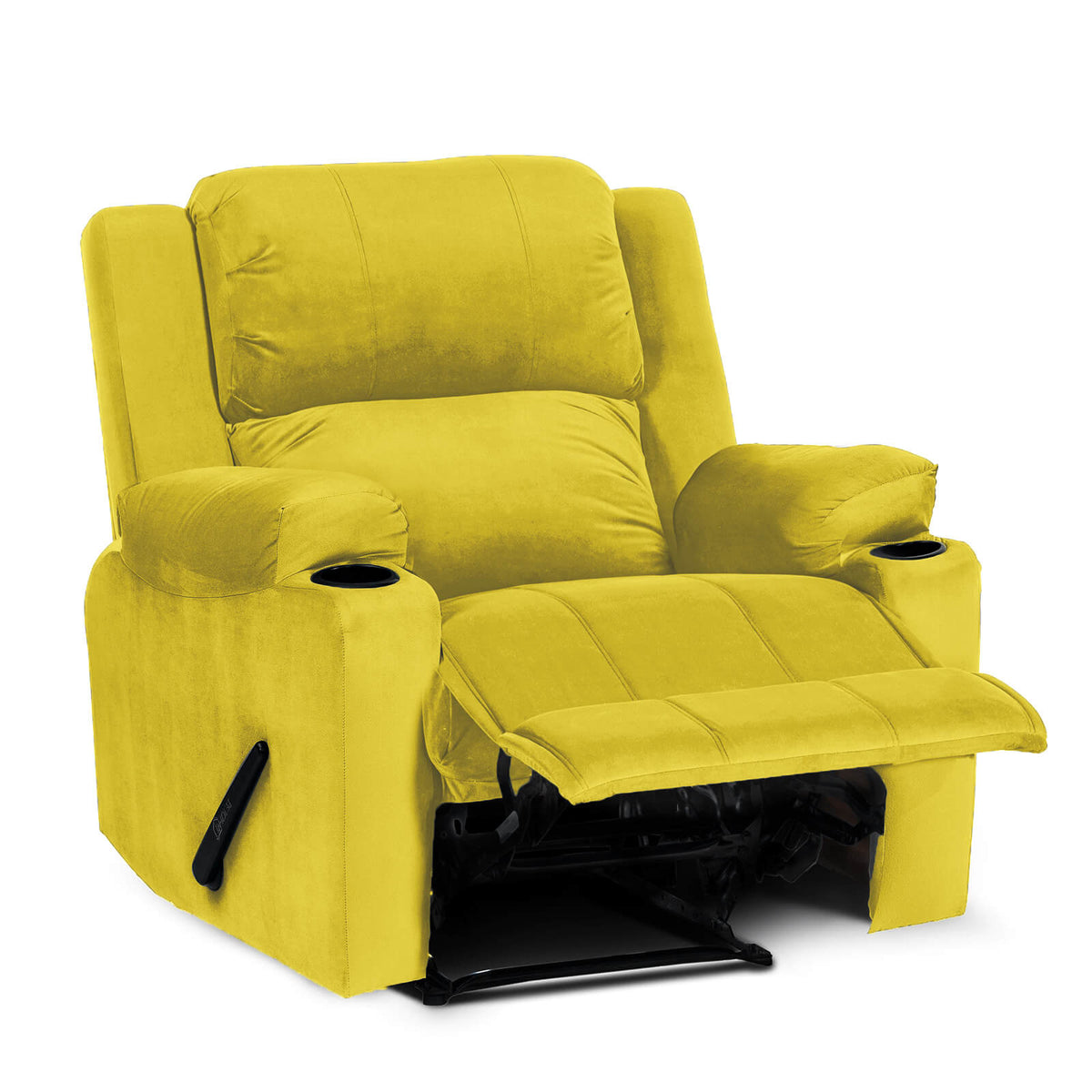 Velvet Cinematic Recliner Chair with Cups Holder - Lazy Troy Gold Rocking