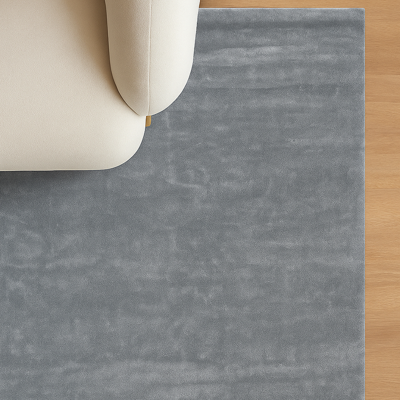 INDIAN HANDWOVEN VISCOSE CARPETS Gray Rug