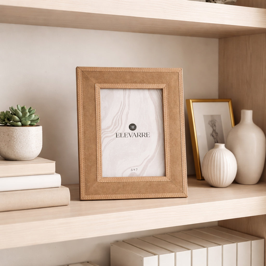5X7 GILBOA TAN SUEDE PHOTO FRAME
