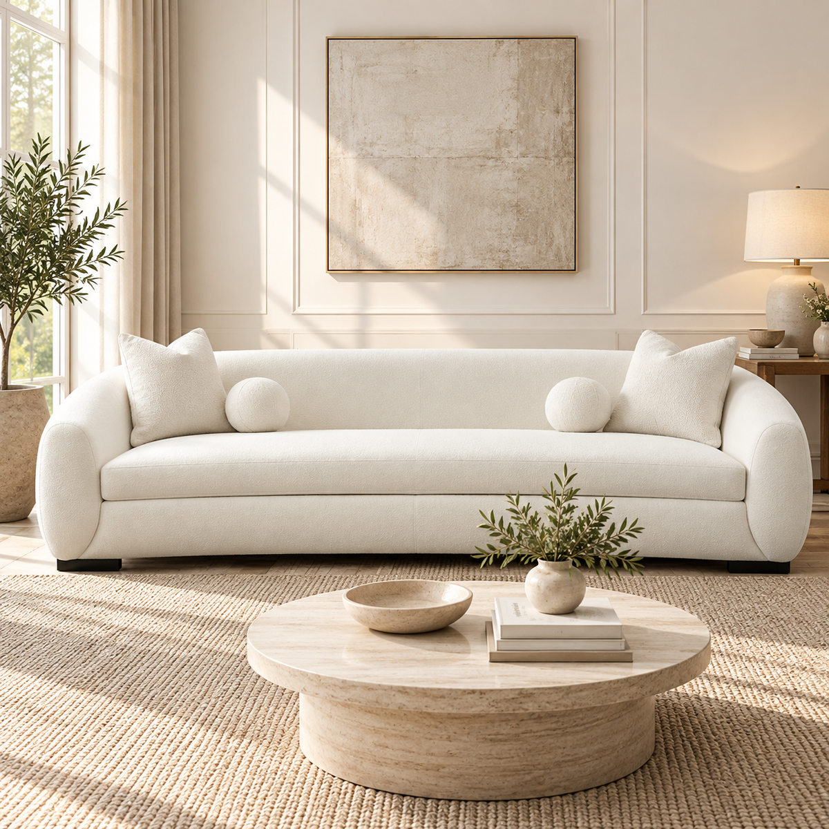 Boucle Sofa ( 250W / 280W /  300W ) - Linen