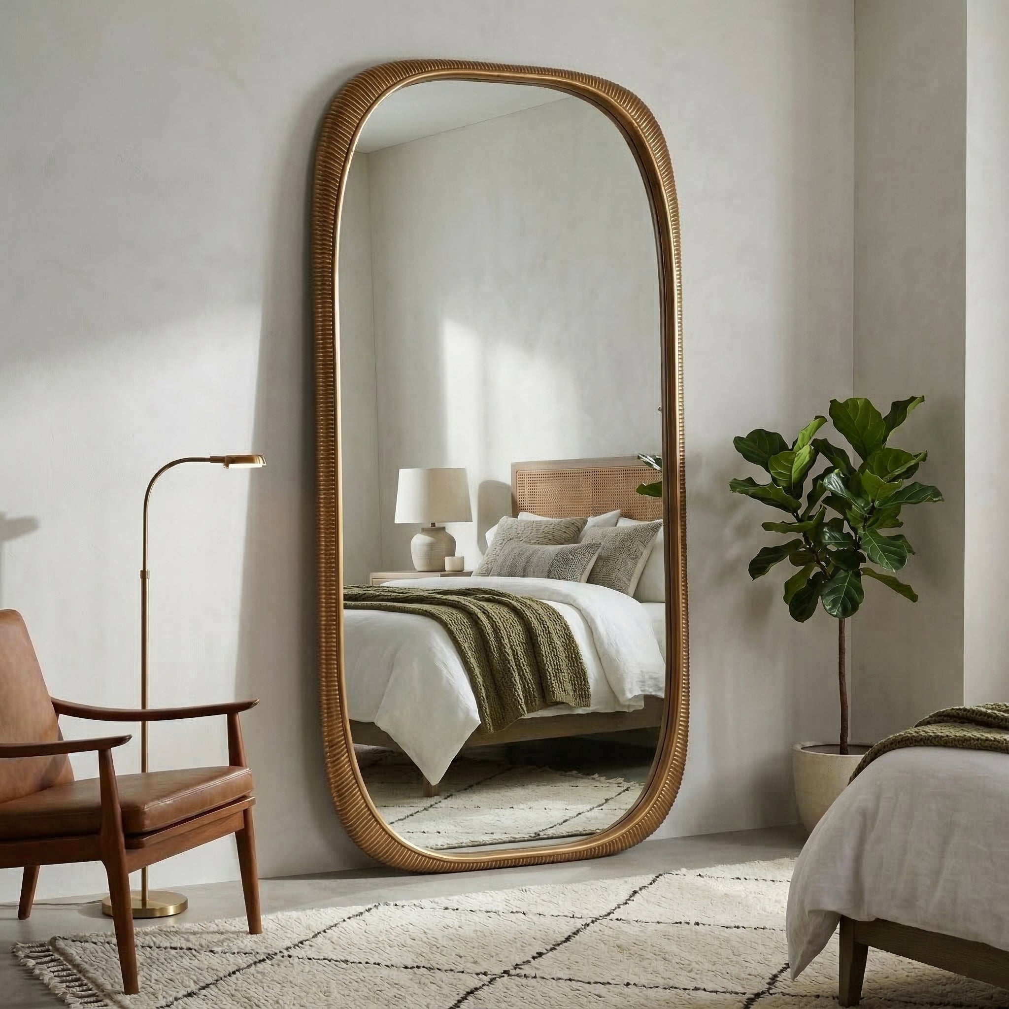 90x42" Ribbed Curved Mirror, Gold Mirrors| Sagebrook Home
