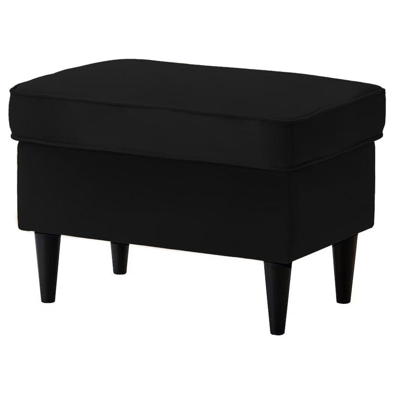 Velvet Chair Footstool with Elegant Design - Black - E3