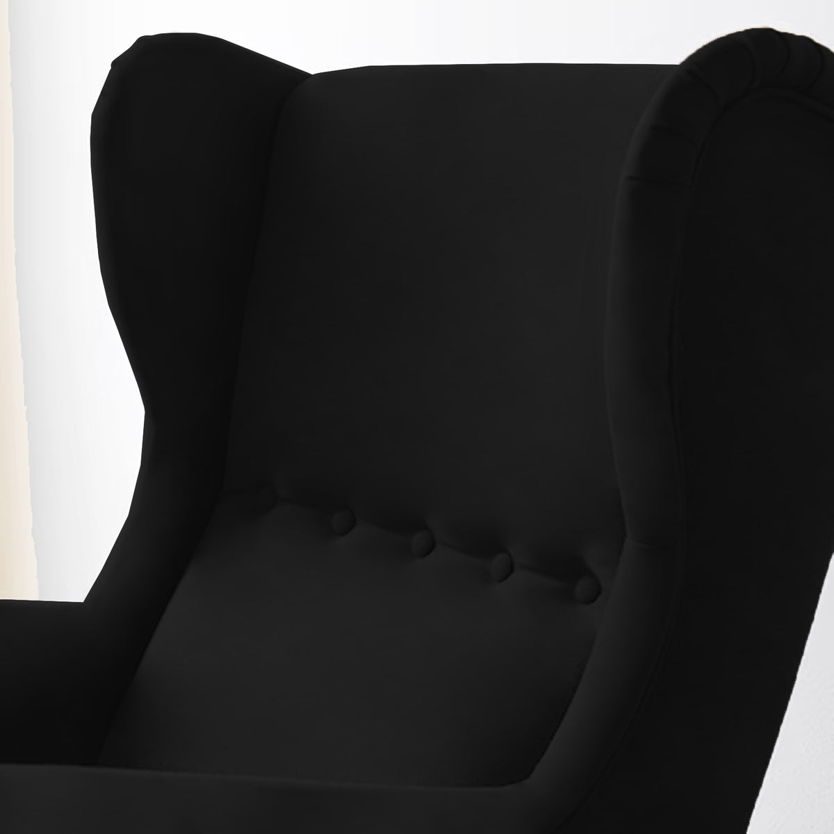 Velvet Chair king with Two Wings - E3 Black