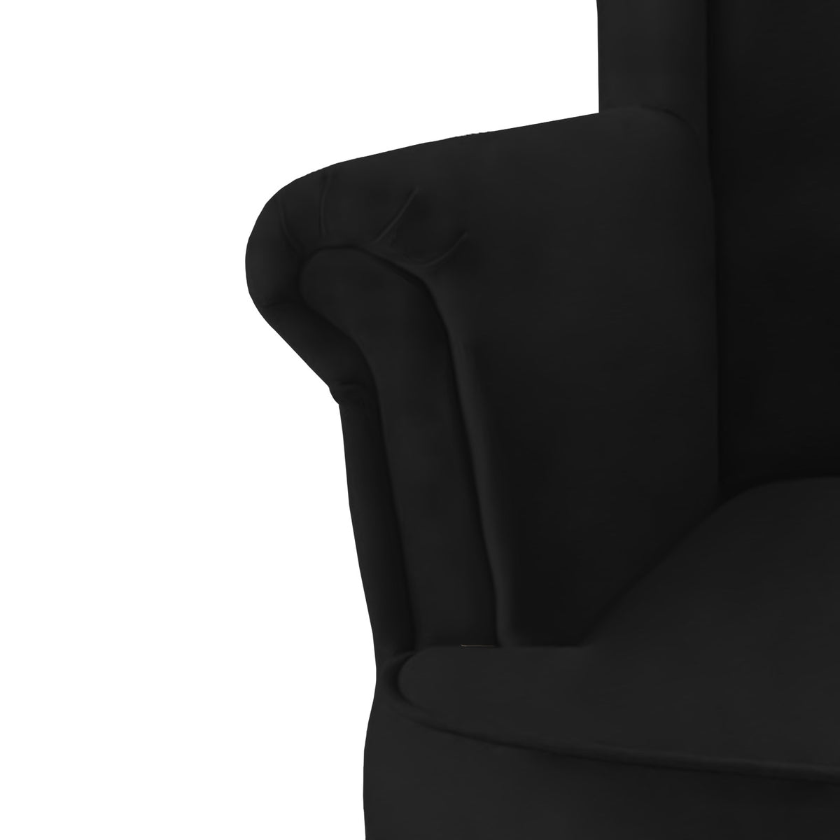 Velvet Chair king with Two Wings - E3 Black