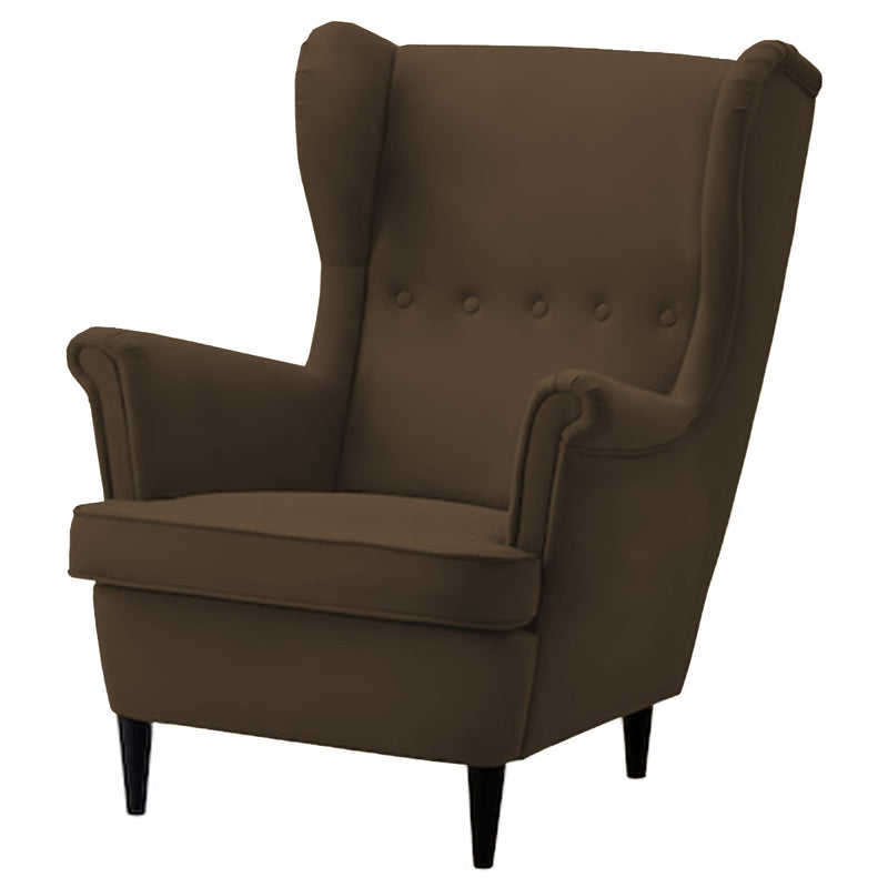 Velvet Chair king with Two Wings - Brown - E3