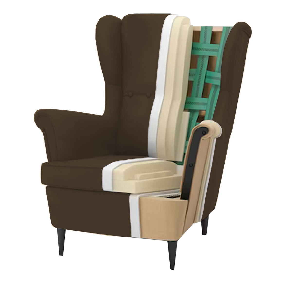 Velvet Chair king with Two Wings - E3 Brown