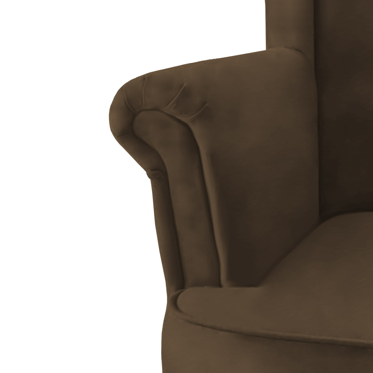 Velvet Chair king with Two Wings - E3 Brown