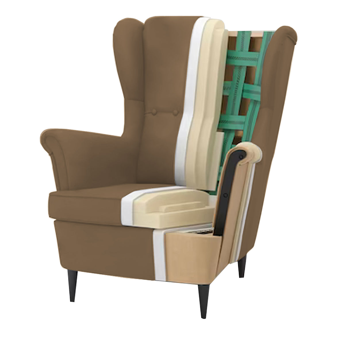 Velvet Chair king with Two Wings - E3 Light Brown