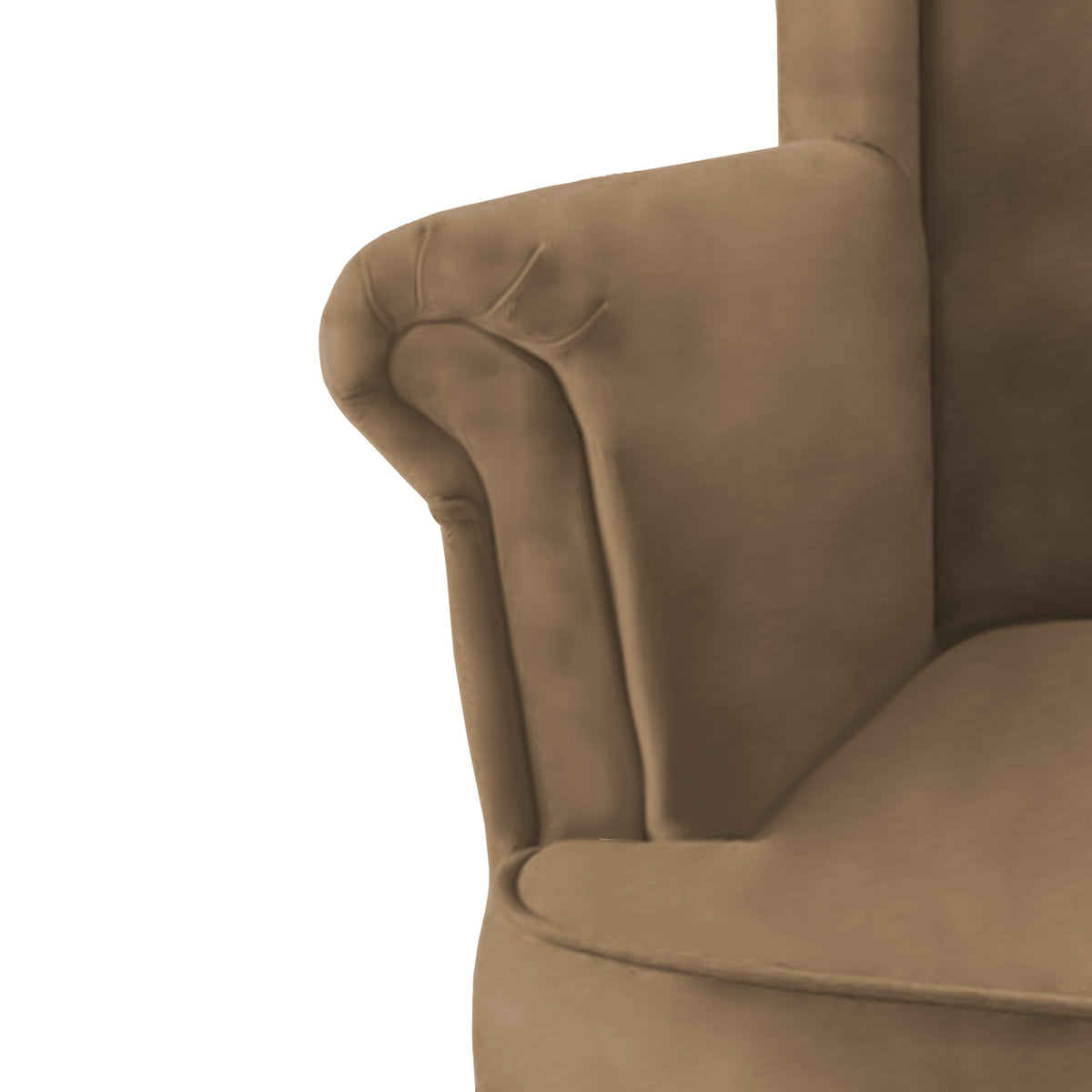 Velvet Chair king with Two Wings - E3 Light Brown