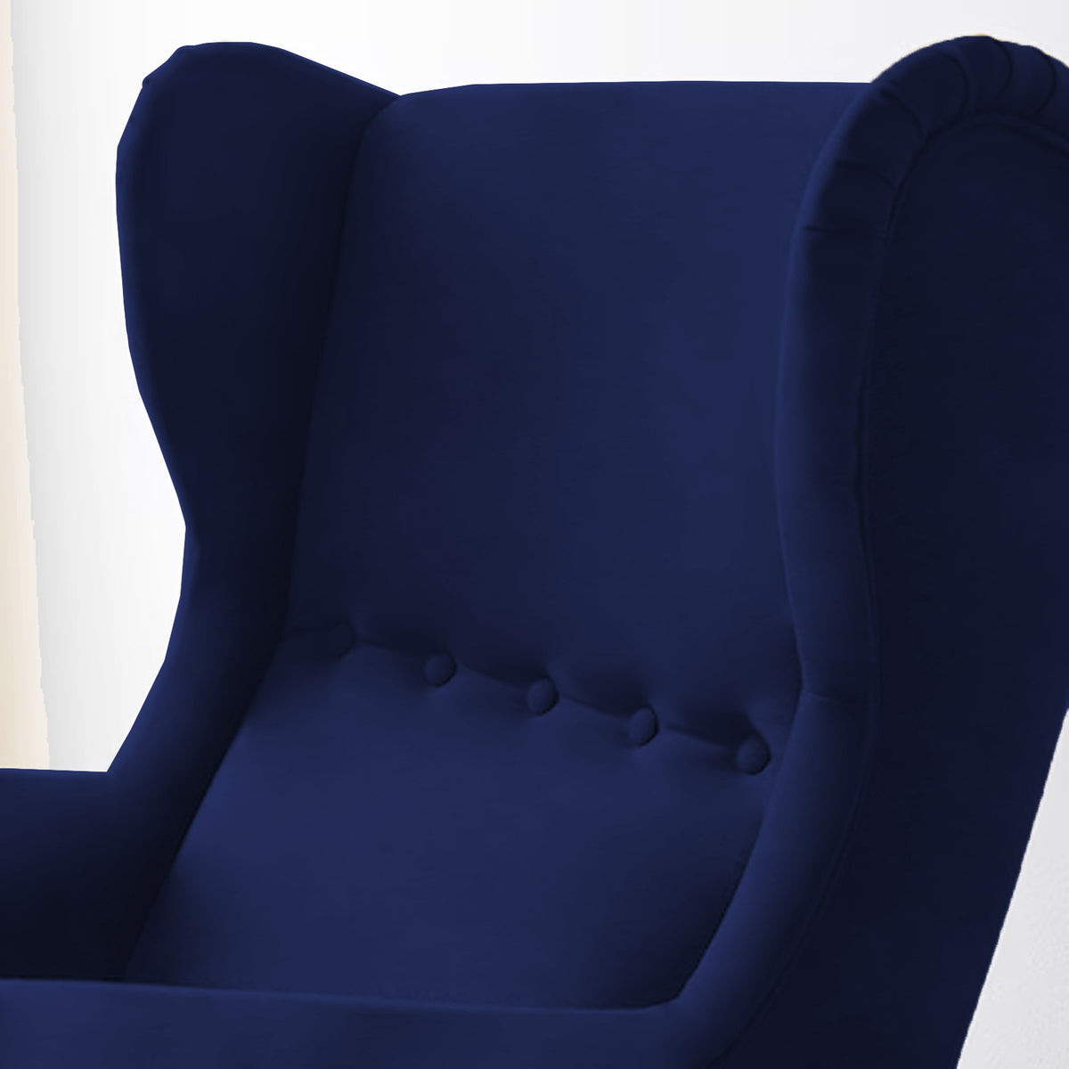 2 Pieces Velvet Chair king with Two Wings And FootStool - E3 Dark Blue 