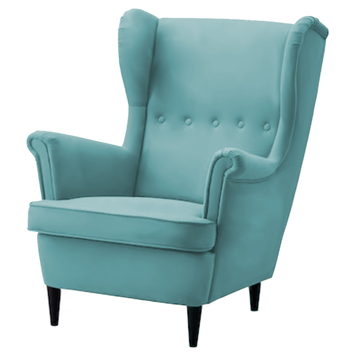 2 Pieces Velvet Chair king with Two Wings And FootStool - E3 Light Turquoise 