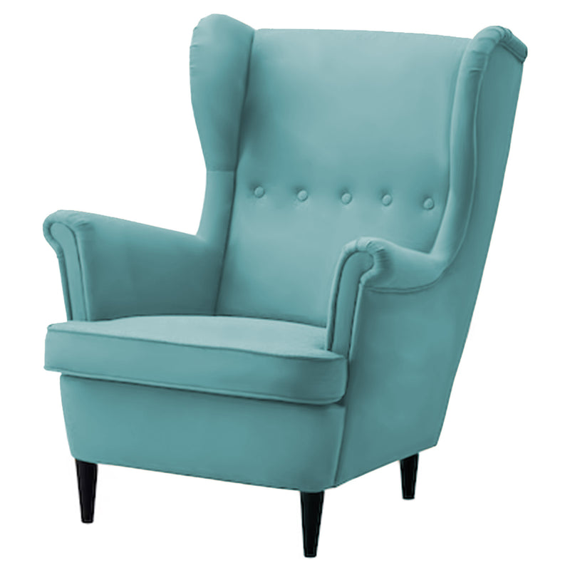 Velvet Chair king with Two Wings - Light Turquoise - E3