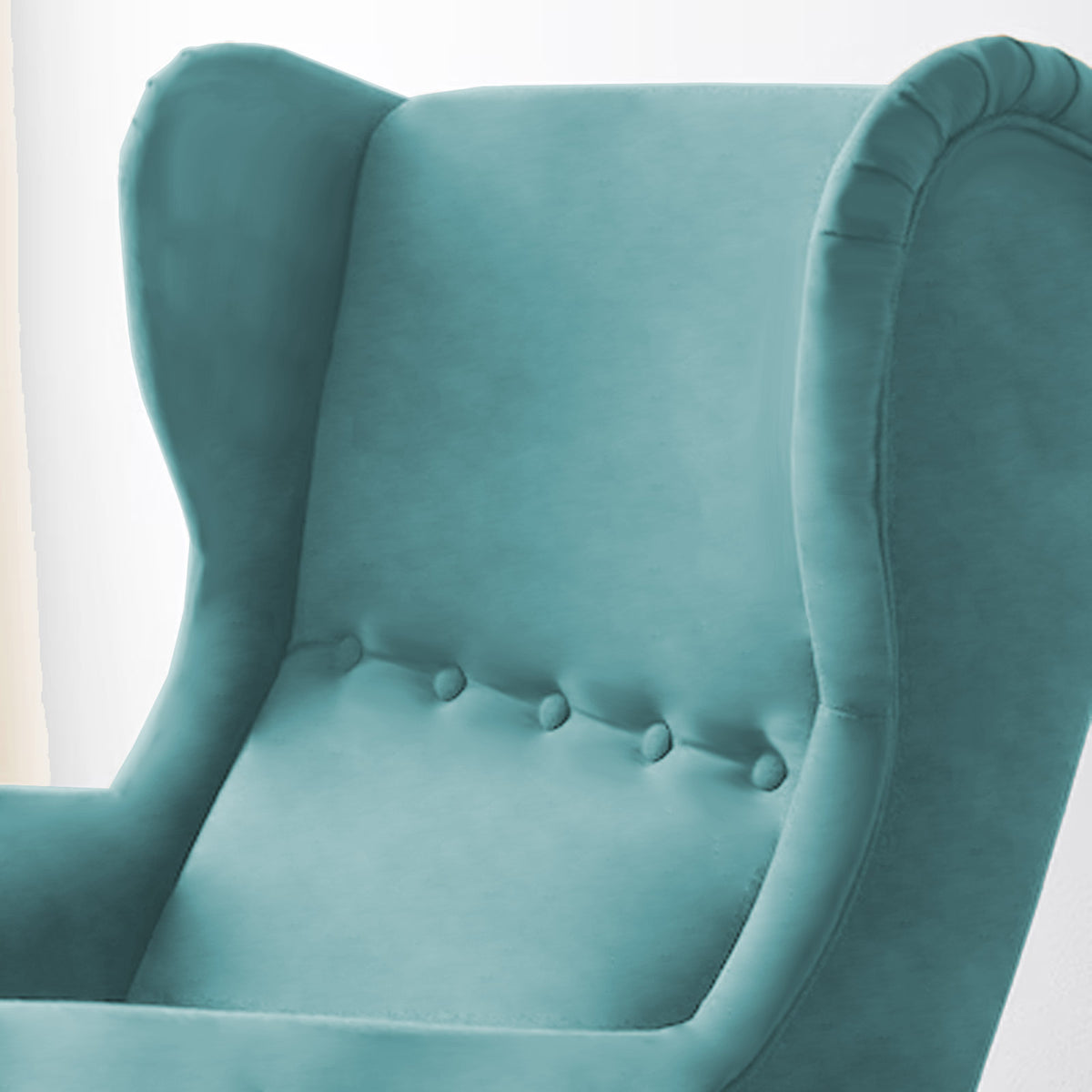 Velvet Chair king with Two Wings - E3 Light Turquoise