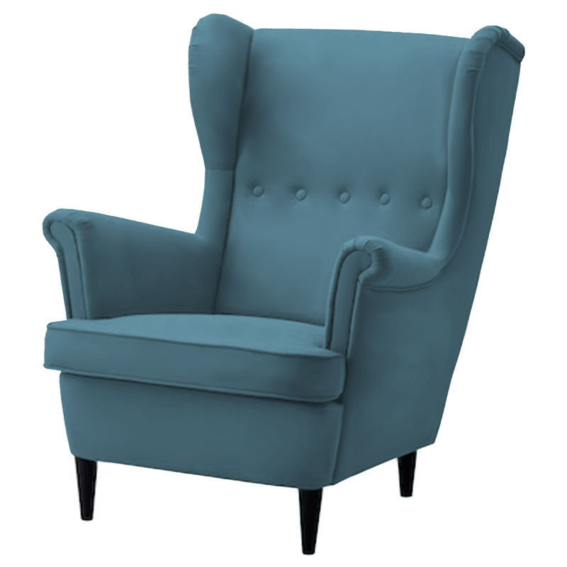 Velvet Chair king with Two Wings - Dark Turquoise - E3