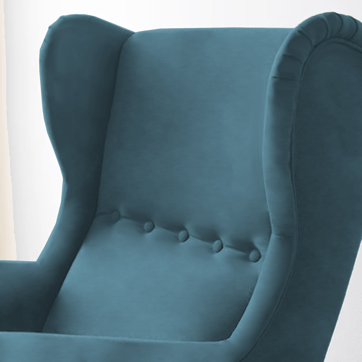 Velvet Chair king with Two Wings - E3 Dark Turquoise