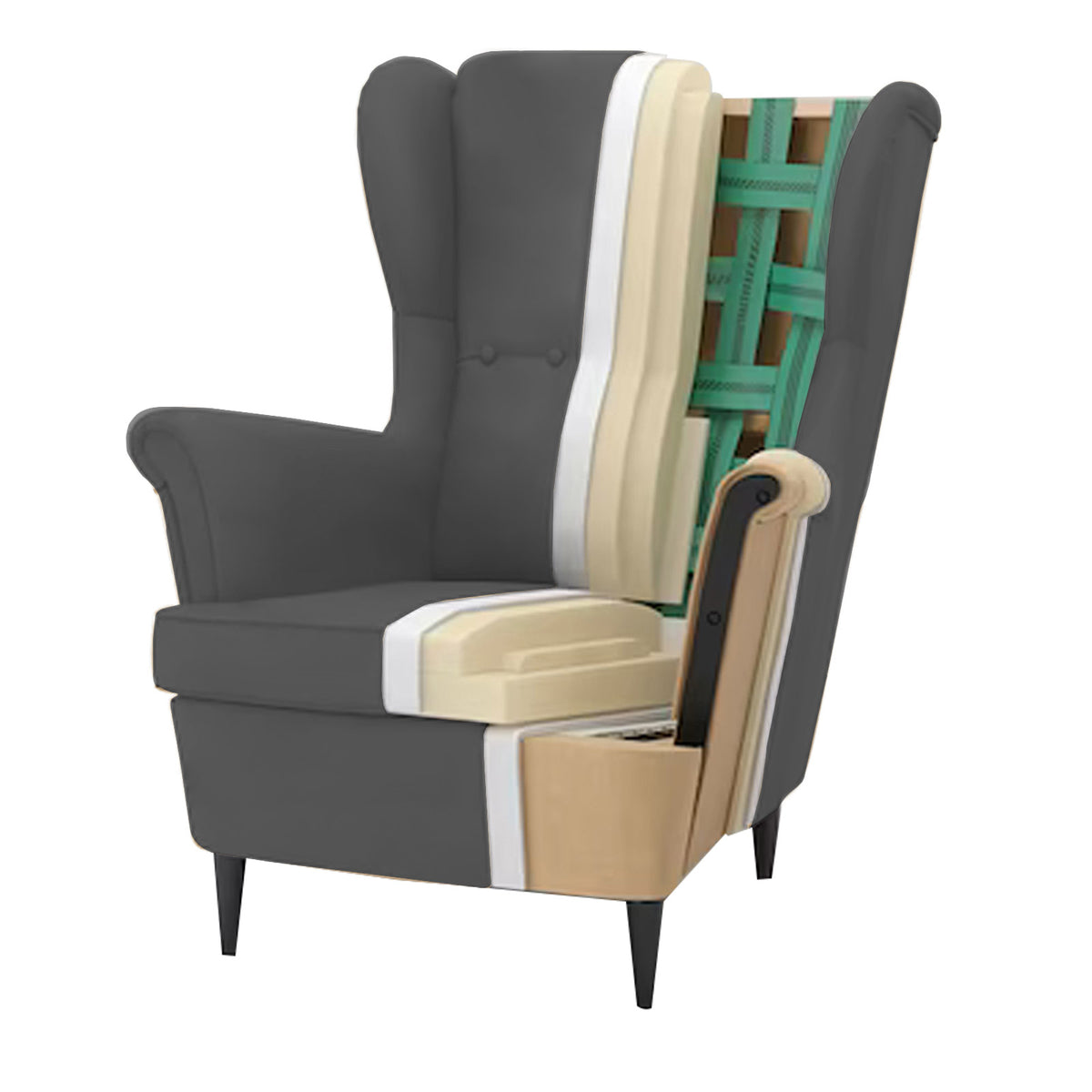 Velvet Chair king with Two Wings - E3 Dark Grey