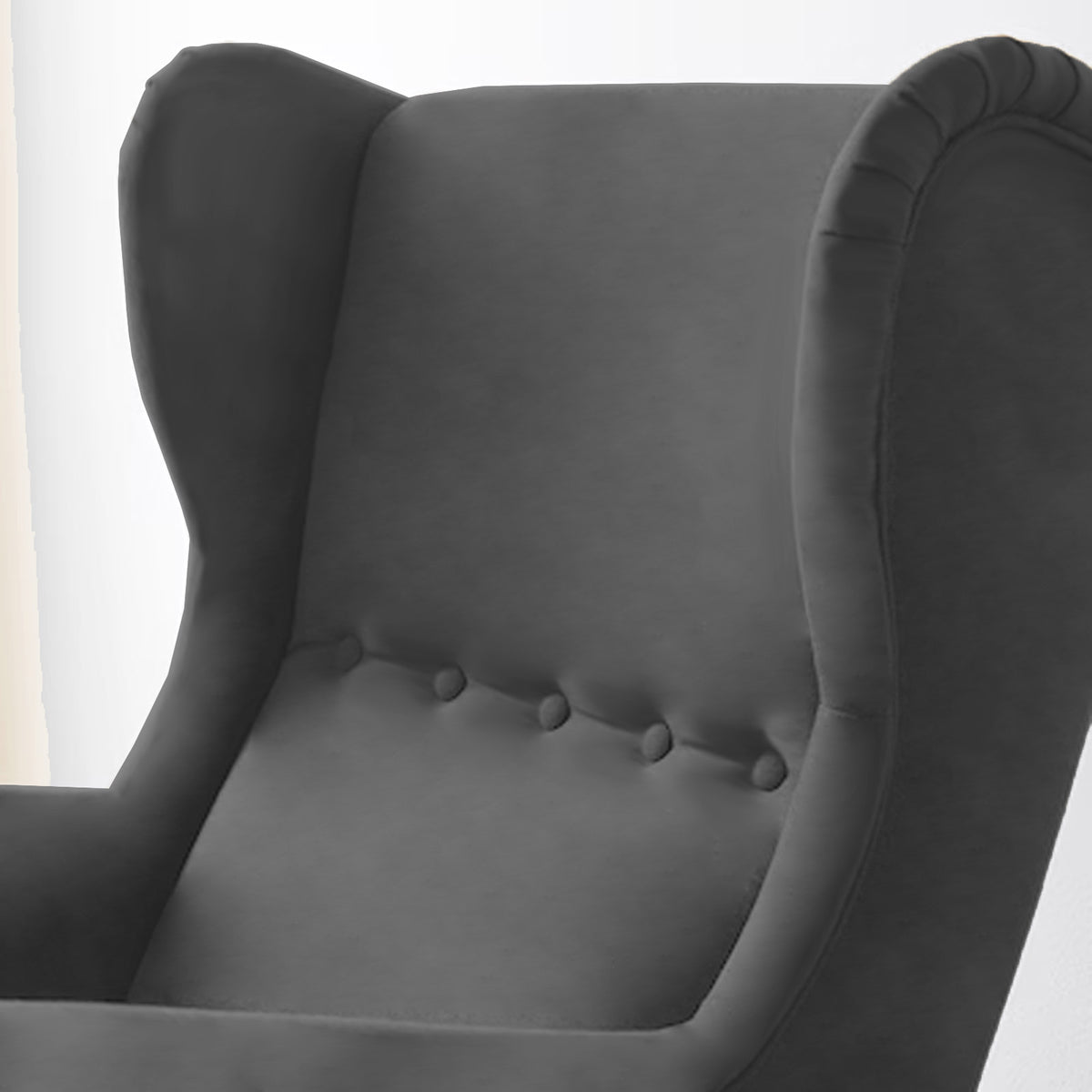 Velvet Chair king with Two Wings - E3 Dark Grey