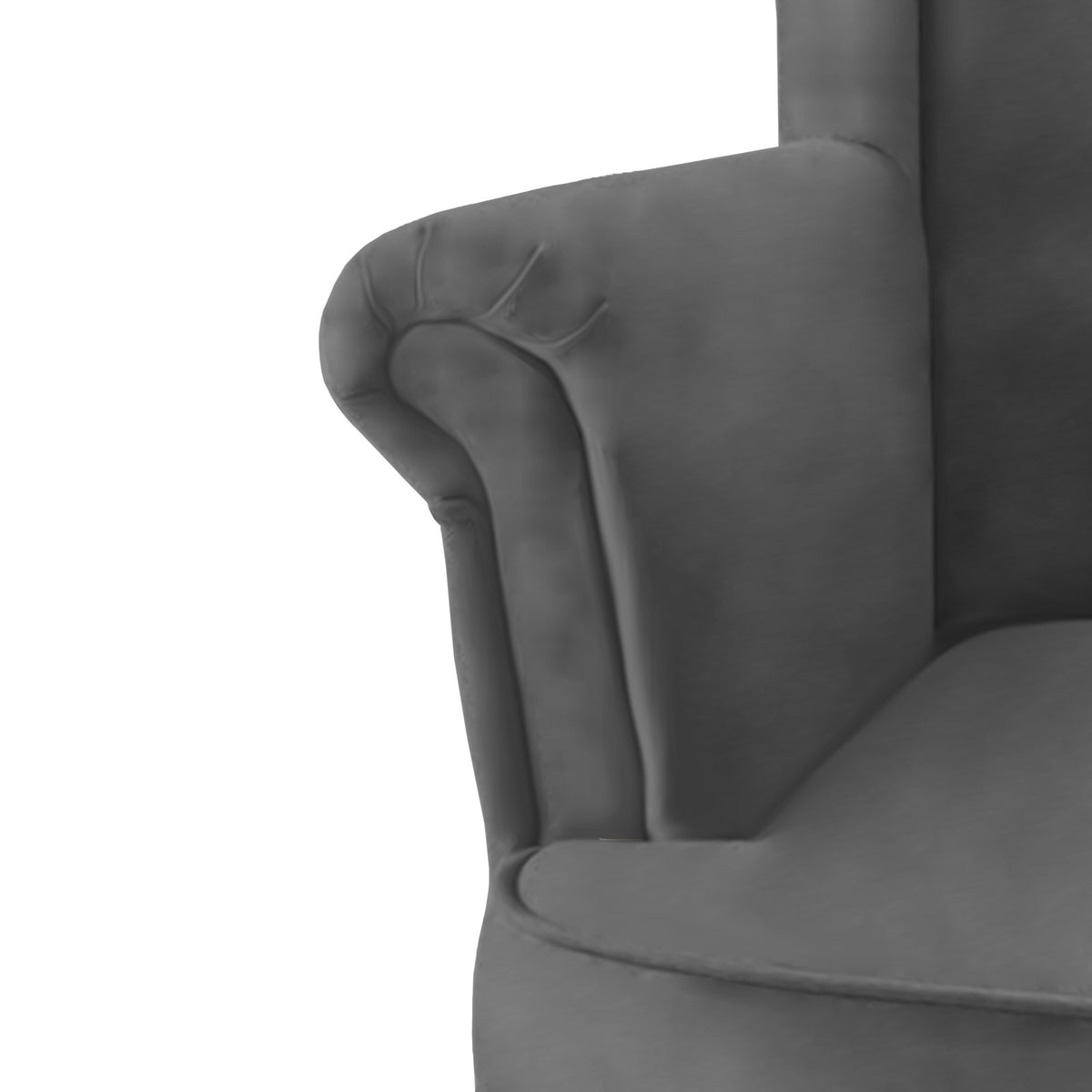 Velvet Chair king with Two Wings - E3 Dark Grey