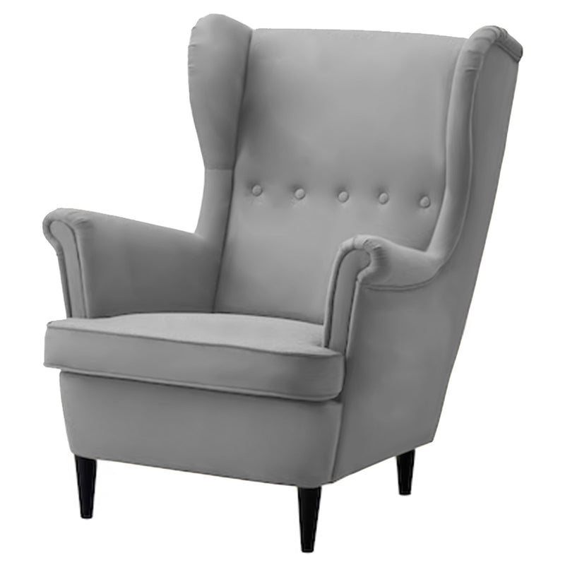 Velvet Chair king with Two Wings - Gray - E3