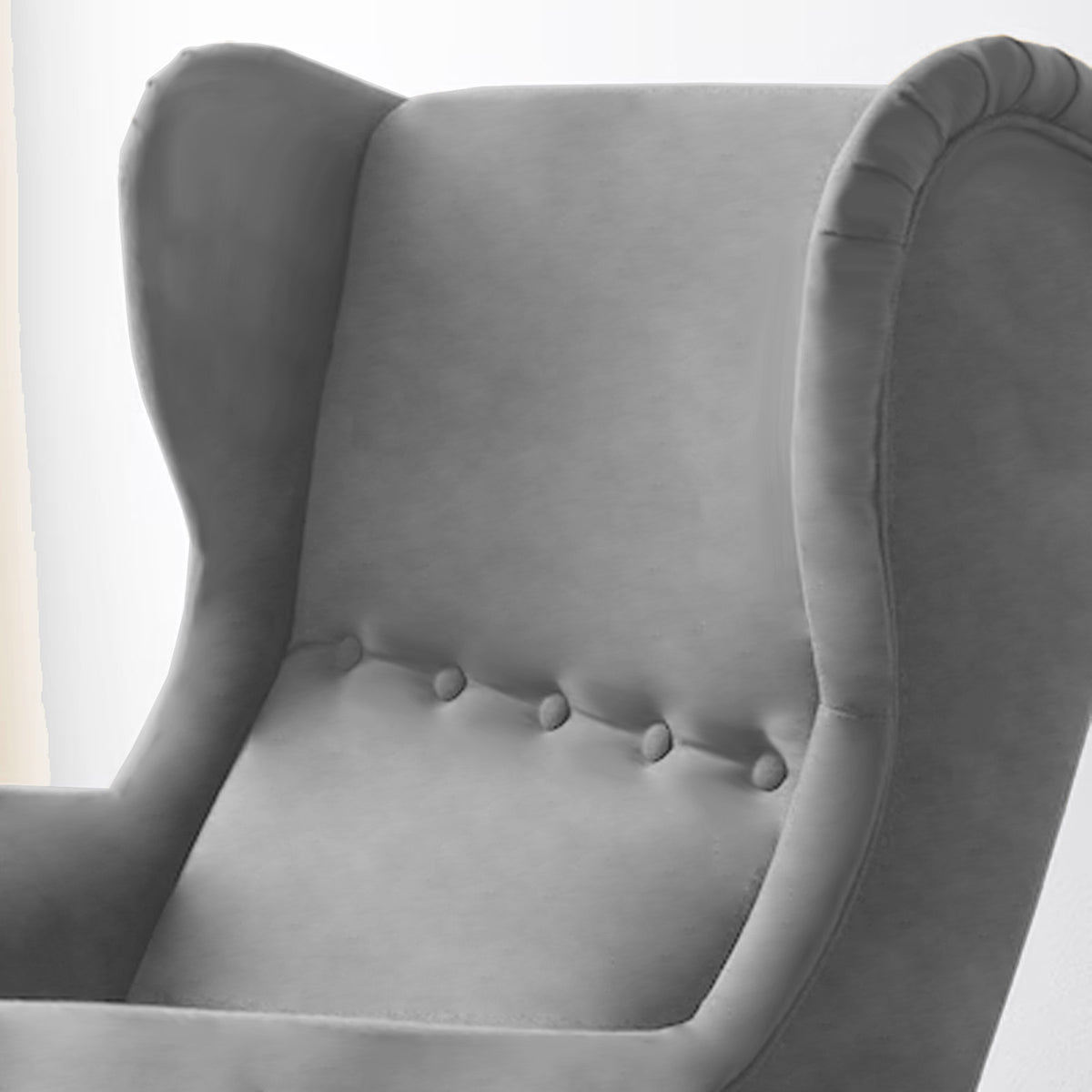 Velvet Chair king with Two Wings - E3 Grey