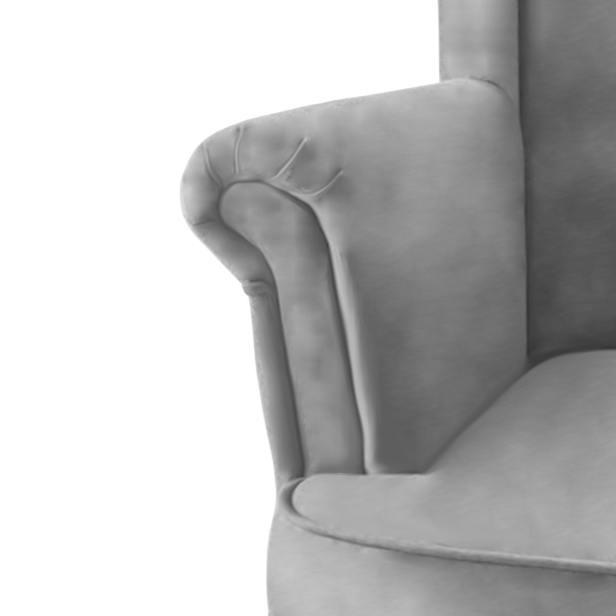 Velvet Chair king with Two Wings - E3 Grey