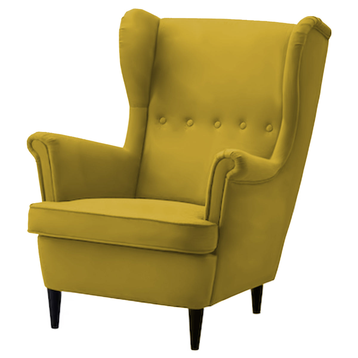 2 Pieces Velvet Chair king with Two Wings And FootStool - E3 Gold 