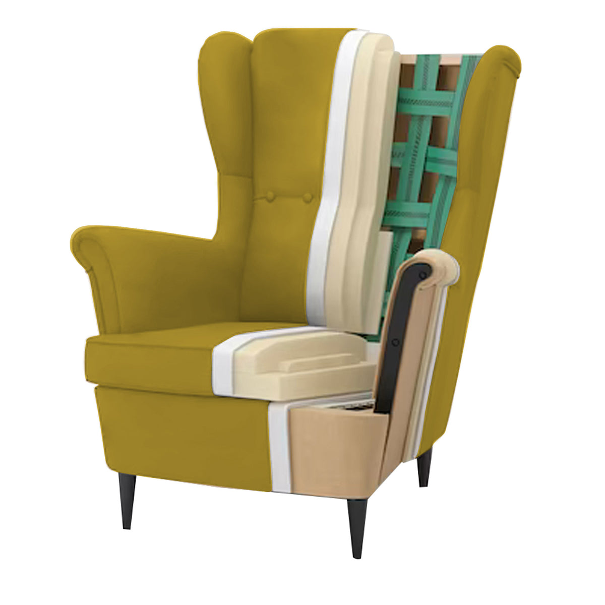 Velvet Chair king with Two Wings - E3 Gold