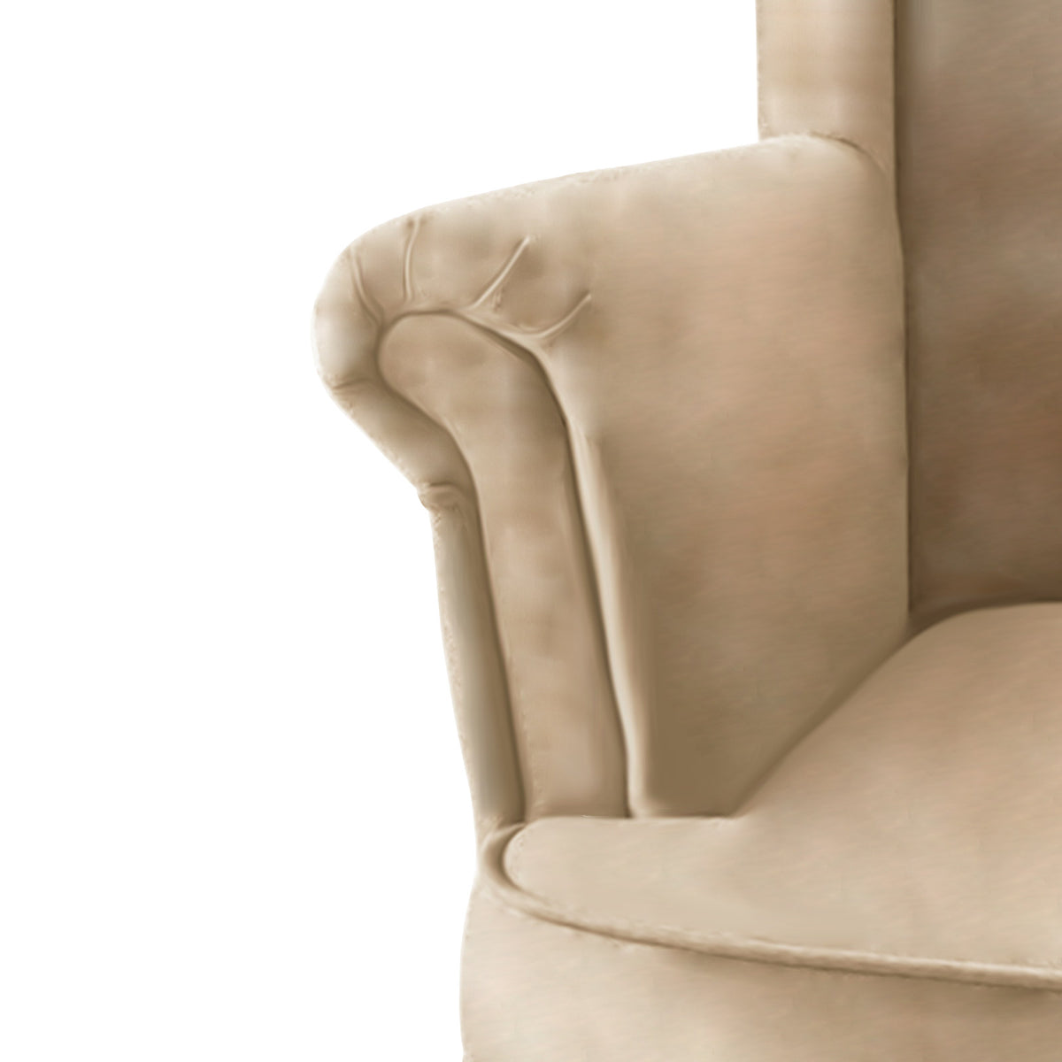 Velvet Chair king with Two Wings - E3 Light Beige
