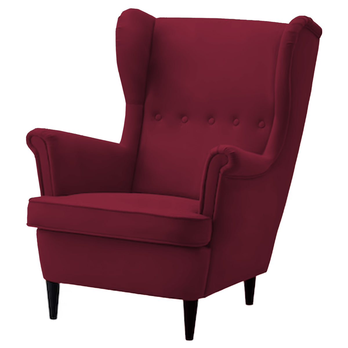 2 Pieces Velvet Chair king with Two Wings And FootStool - E3 Burgundy 
