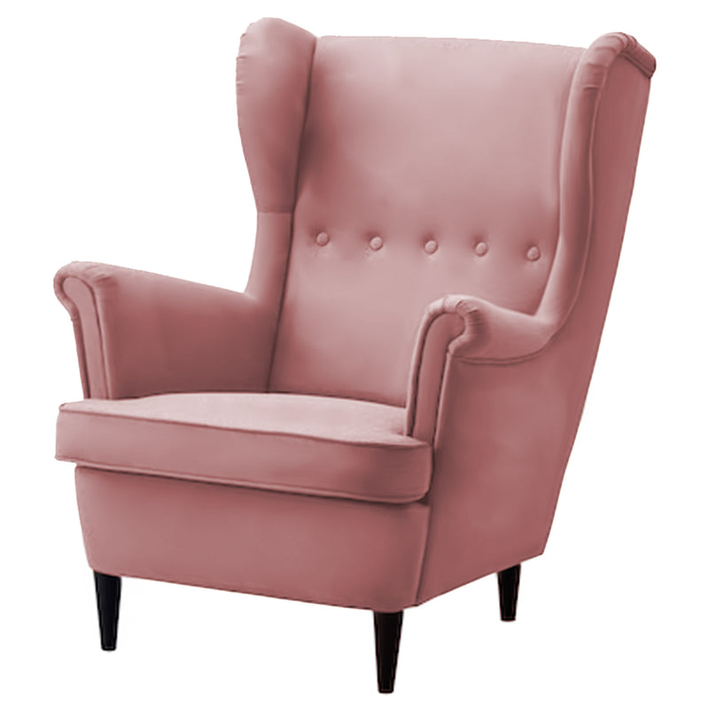 Velvet Chair king with Two Wings - Light Pink - E3