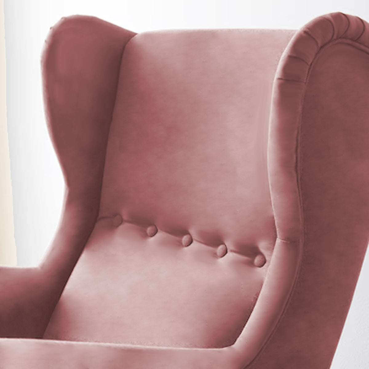 Velvet Chair king with Two Wings - E3 Light Pink