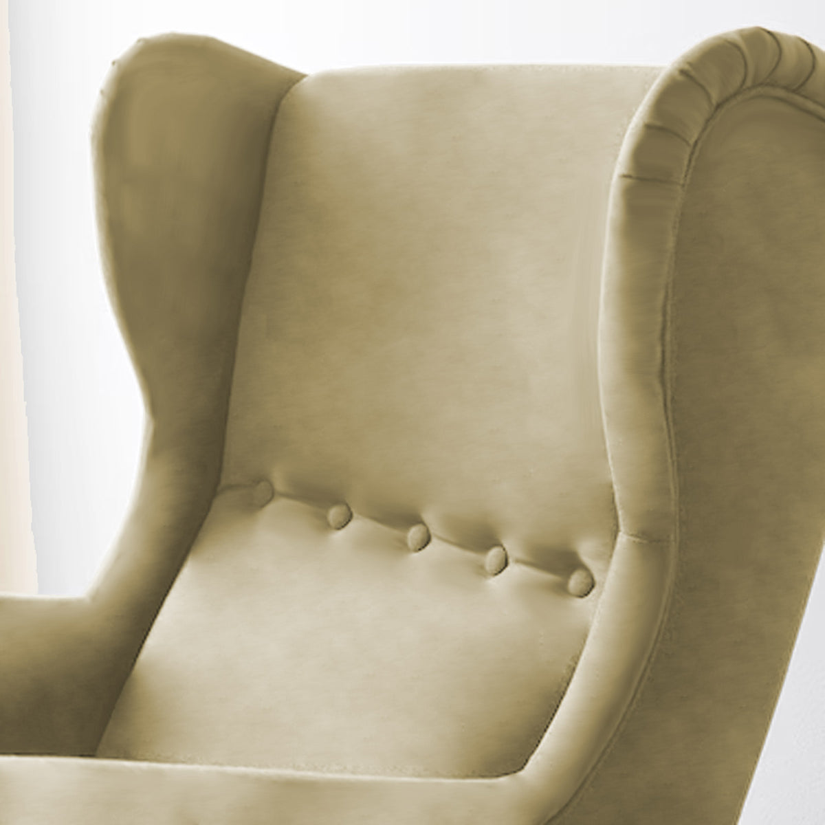 Velvet Chair king with Two Wings - E3 Dark Ivory
