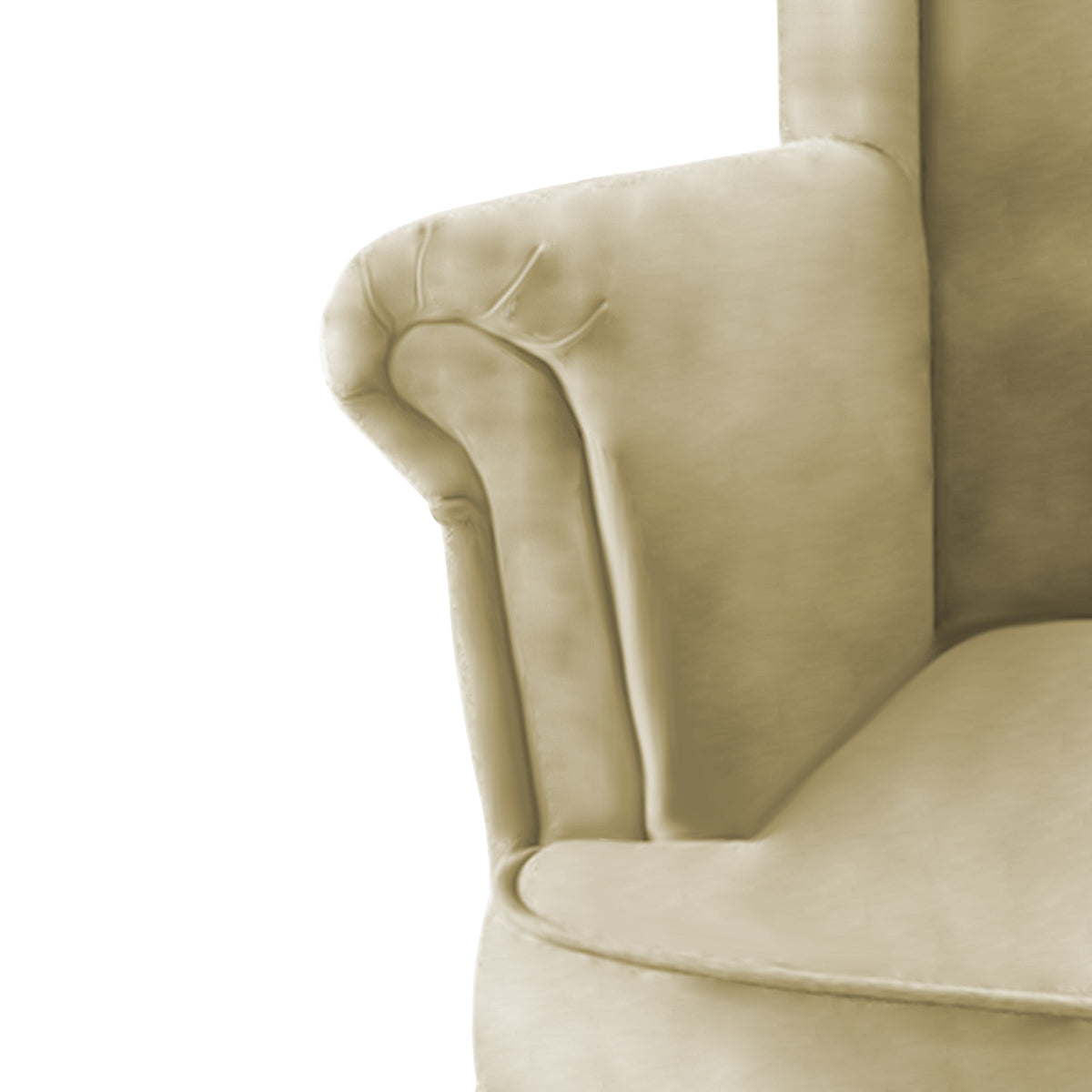 Velvet Chair king with Two Wings - E3 Dark Ivory