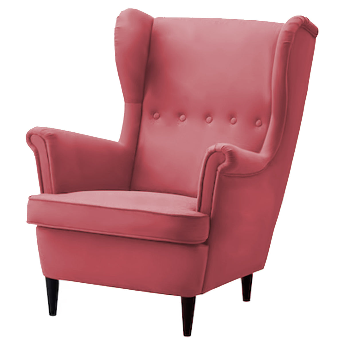 2 Pieces Velvet Chair king with Two Wings And FootStool - E3 Dark Pink 
