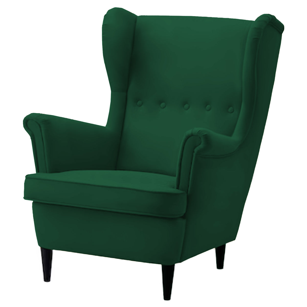 2 Pieces Velvet Chair king with Two Wings And FootStool - E3 Dark Green 