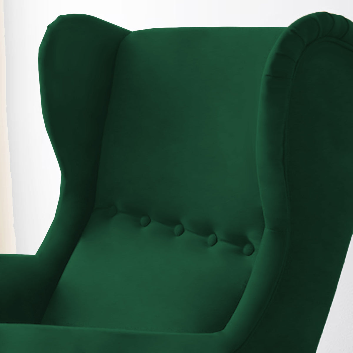 Velvet Chair king with Two Wings - E3 Dark Green
