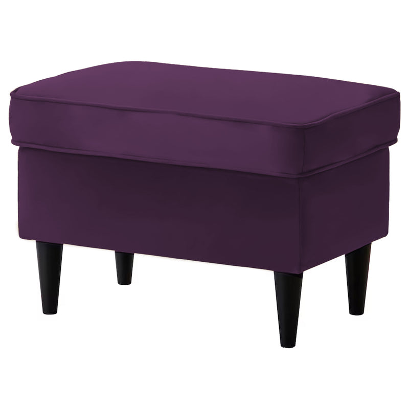 Velvet Chair Footstool with Elegant Design - Dark Purple - E3