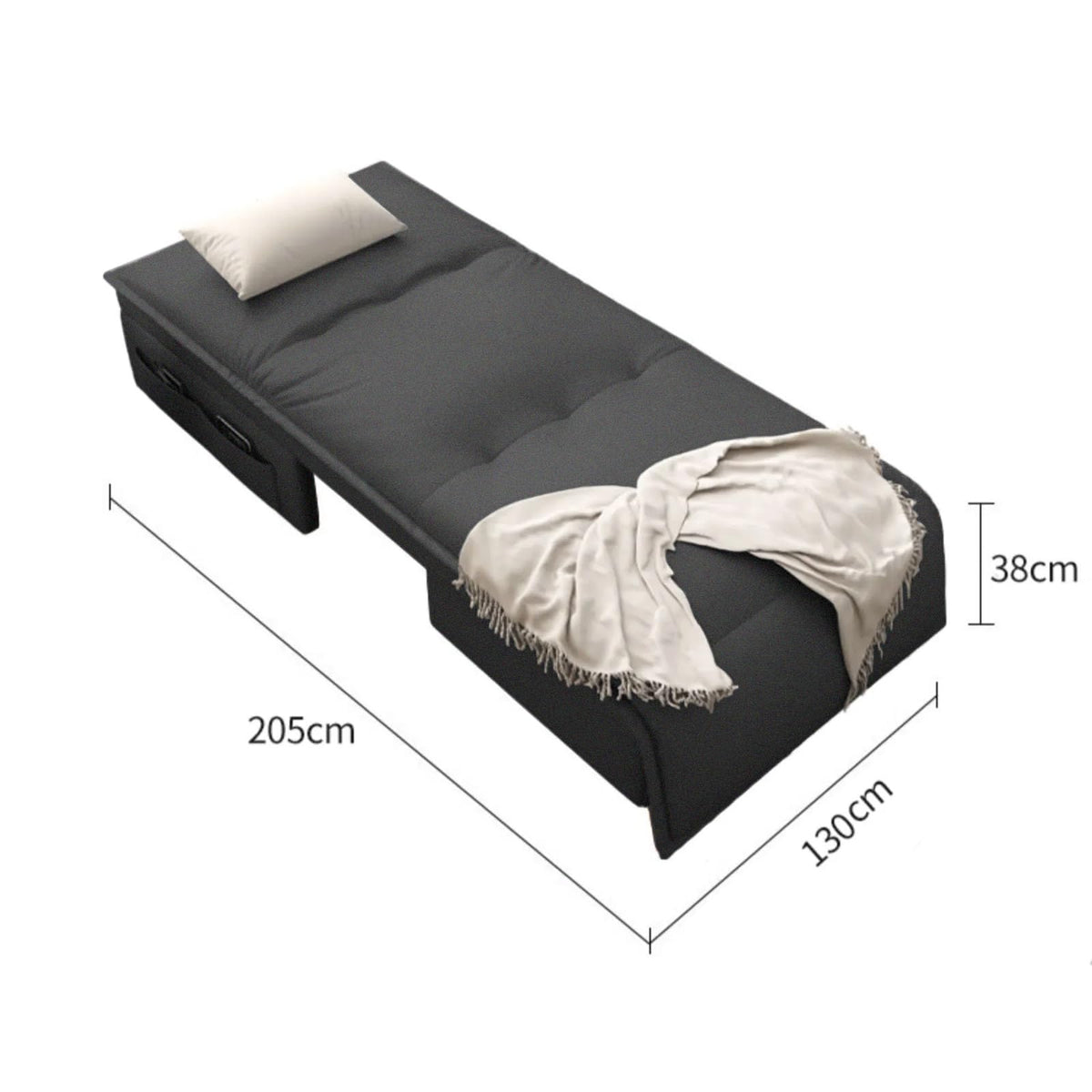 Velvet 2 in 1 Chairbed - Bueno Dark Grey