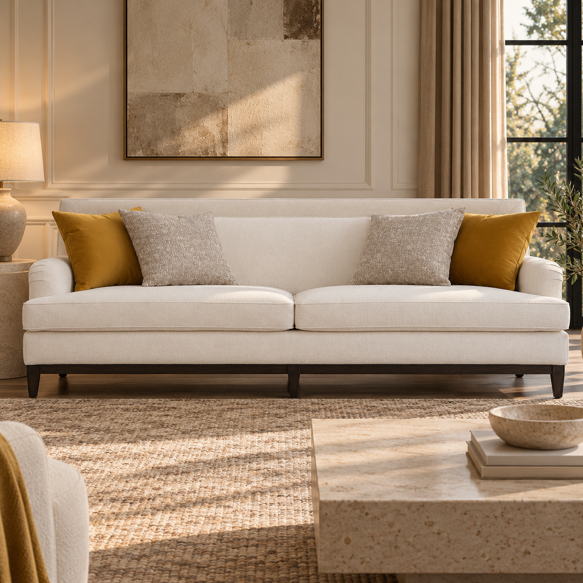 Lili Gold 4 Seater Sofa (279Cm)