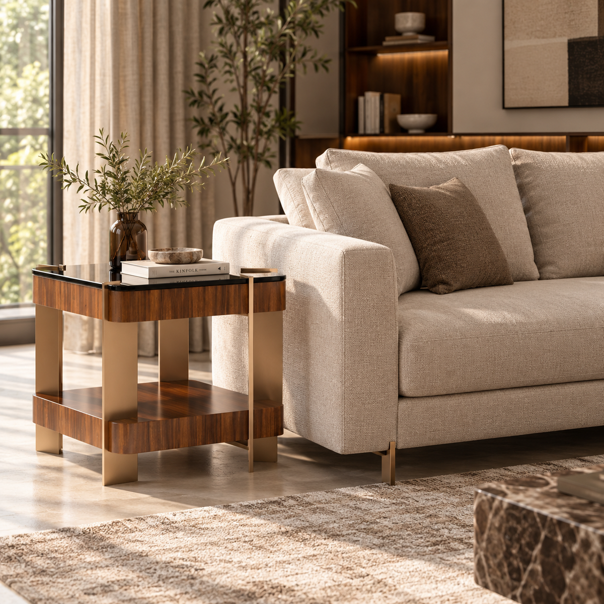 ALTURA GLASS TOP SIDE TABLE