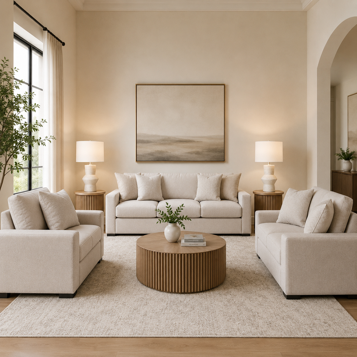 Calden Sofa Set with 2 Free Terra Pearl - Table Lamp