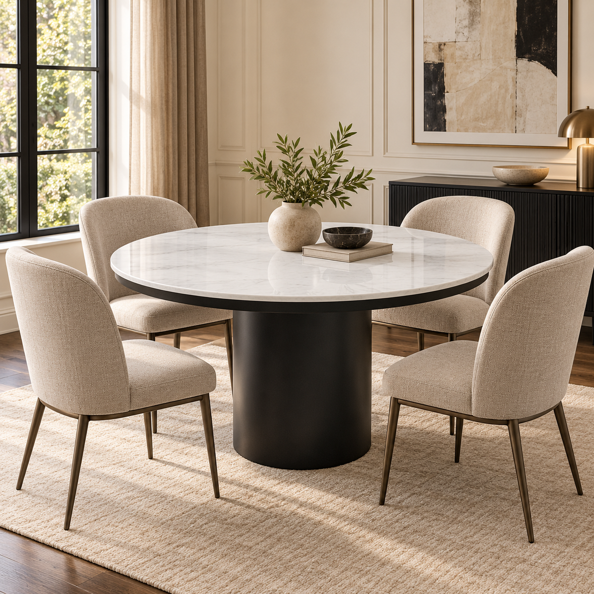 Moonstone Circular  Dining Table - Black