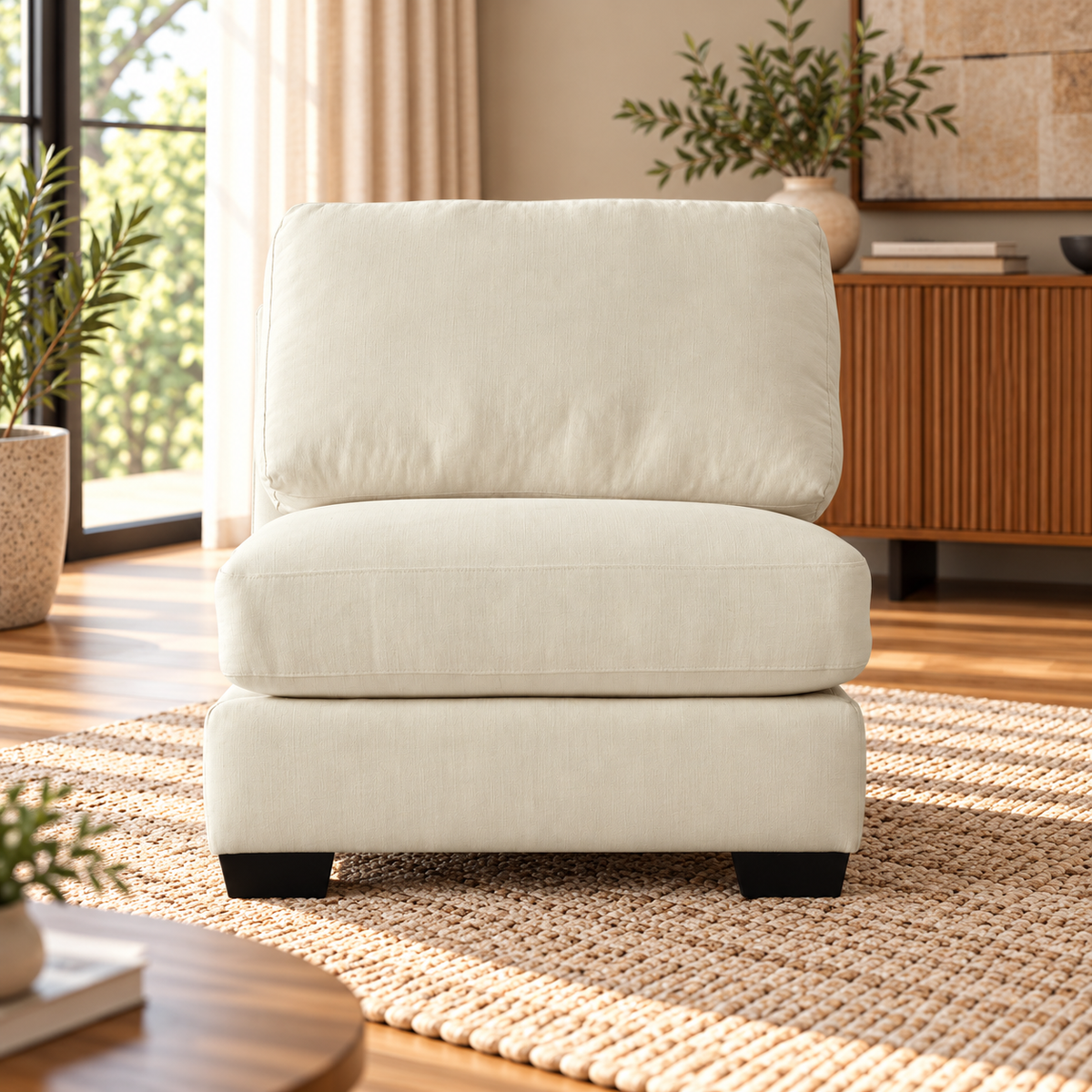Scott Off White Armless Chair