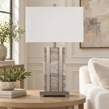 Stark Grey Travertine Table Lamp in Silver-64.5cm H
